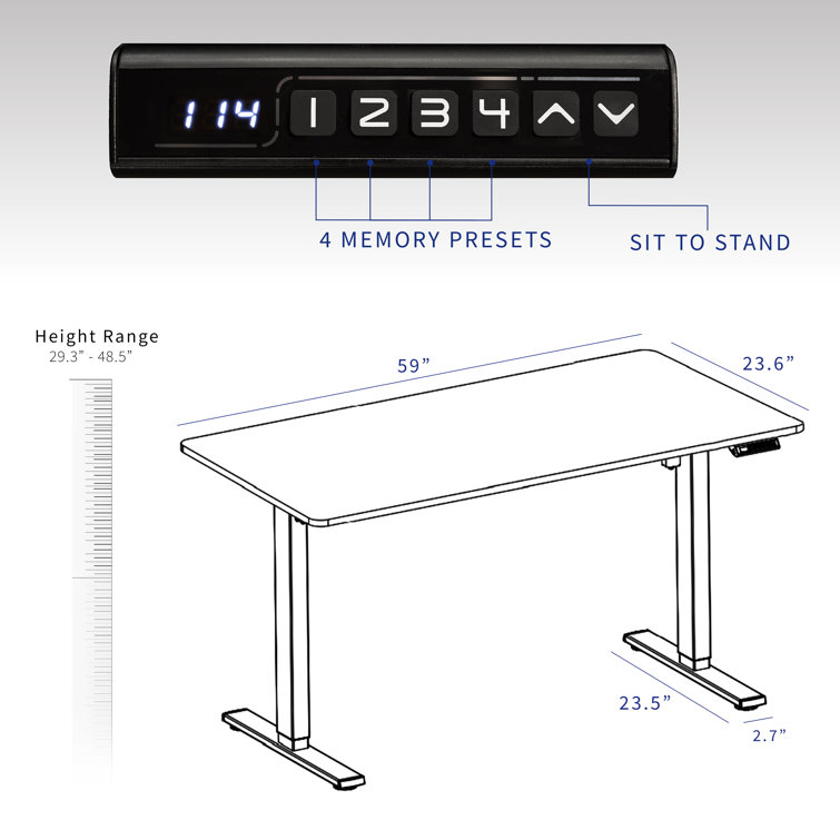 Vivo Electric Height Adjustable 71" Black Standing Desk with Memory Presets