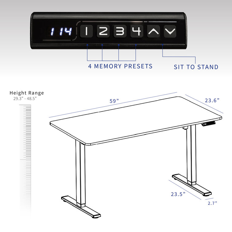 White and Black Adjustable Height Electric Standing Desk