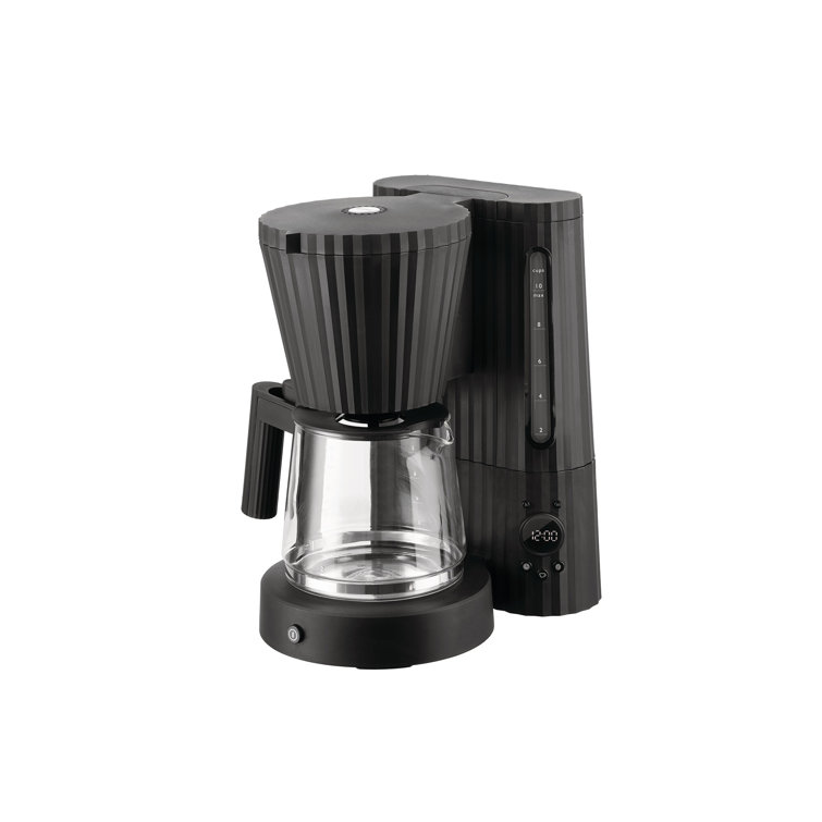 Black Pleated Design Drip Coffee Maker with Glass Carafe