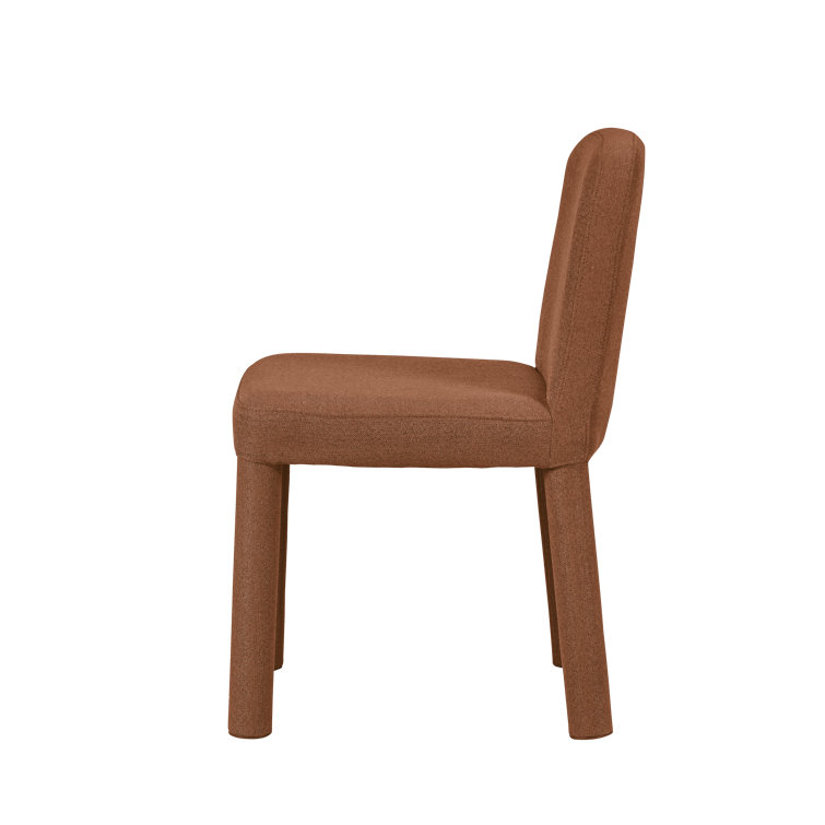 Rust Upholstered Parsons Side Chair Set with Metal Legs