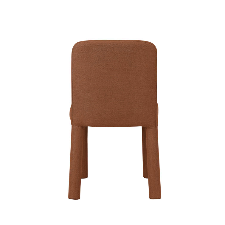 Rust Upholstered Parsons Side Chair Set with Metal Legs