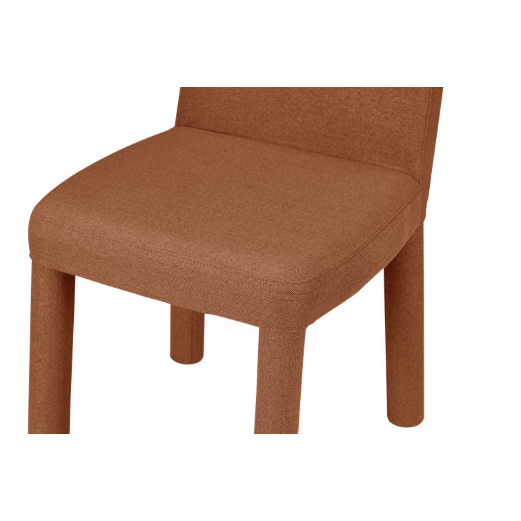 Rust Upholstered Parsons Side Chair Set with Metal Legs