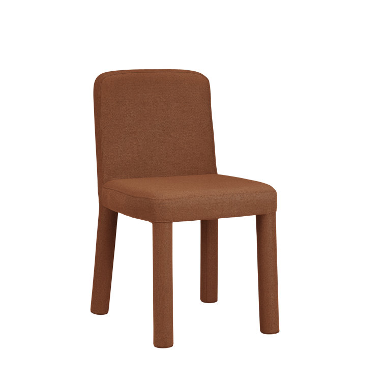 Rust Upholstered Parsons Side Chair Set with Metal Legs