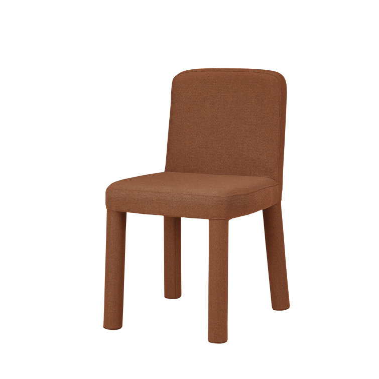 Rust Upholstered Parsons Side Chair Set with Metal Legs