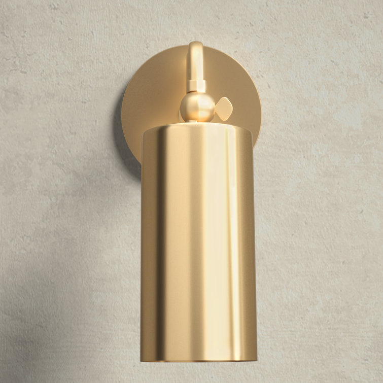 Elegant Aged Brass Cylinder Sconce with Adjustable Shade