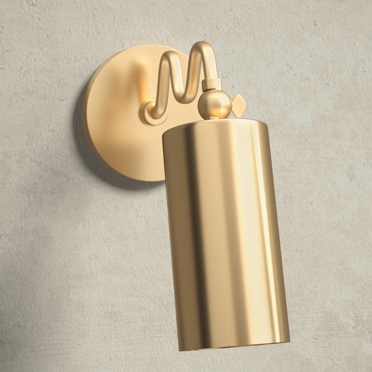 Elegant Aged Brass Cylinder Sconce with Adjustable Shade