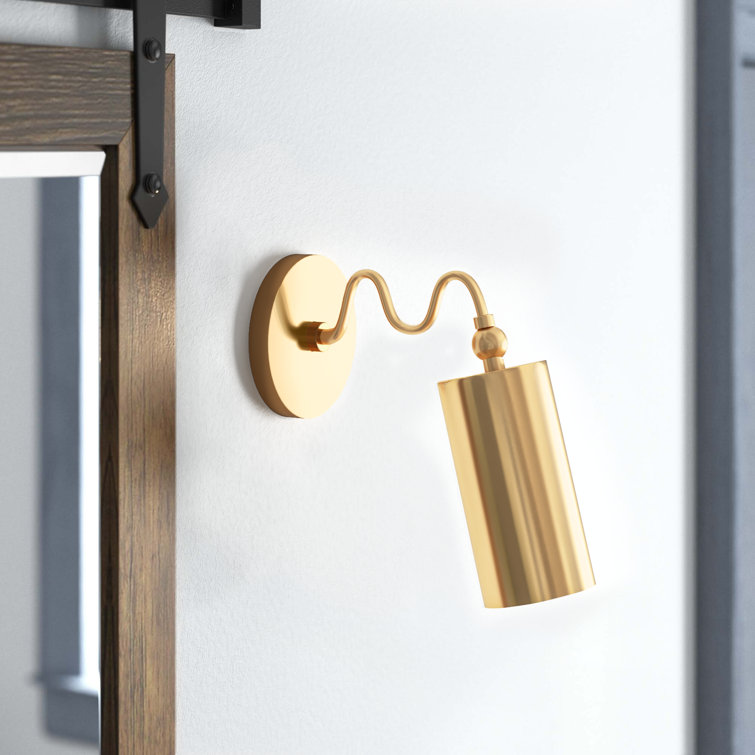 Elegant Aged Brass Cylinder Sconce with Adjustable Shade