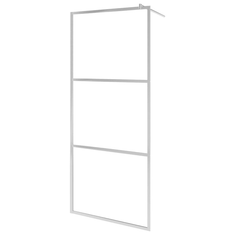 Modern Half Frosted ESG Glass Walk-In Shower Wall with Aluminum Frame