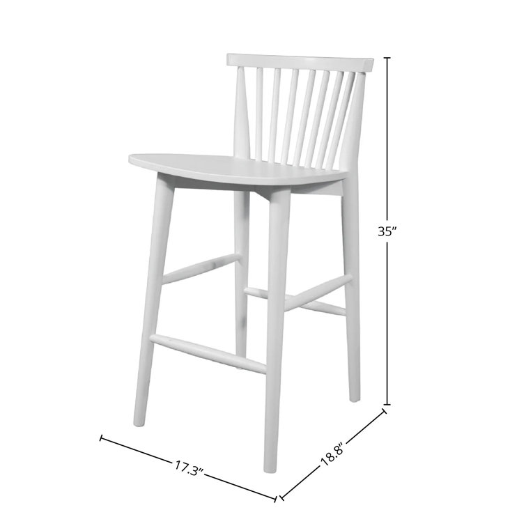 White Acacia Solid Wood 26" Counter Stool