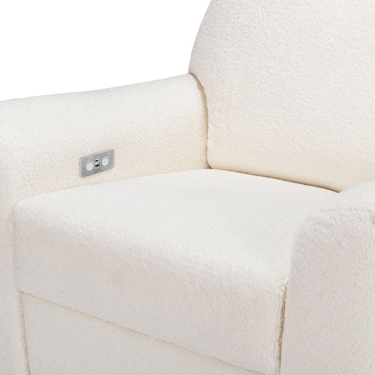 Chantilly Sherpa Oversized Swivel Recliner with Light Wood Base