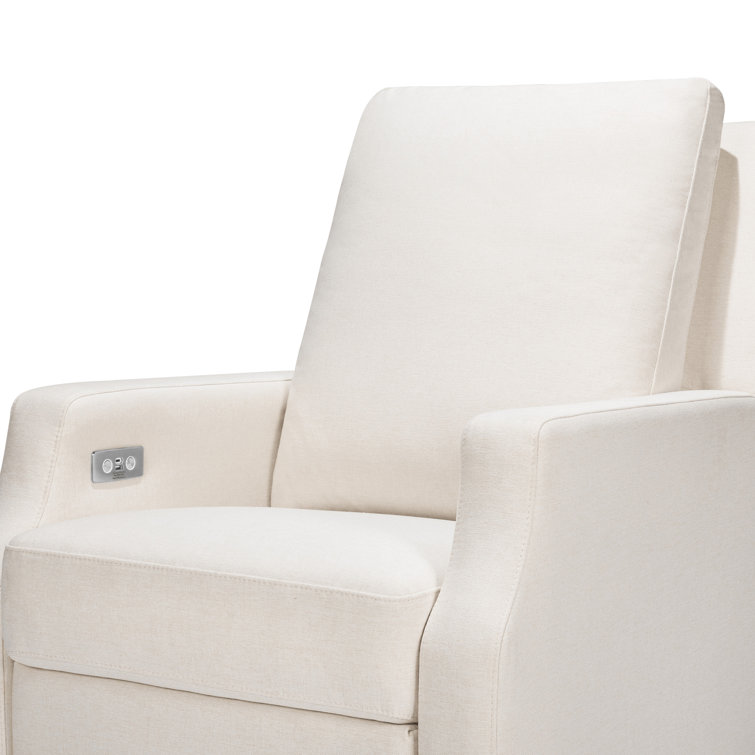 Cream Eco-Weave Recliner with Light Wood Swivel Base