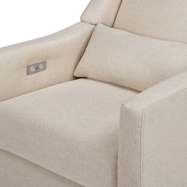 Sustainably Sourced White Linen Swivel Recliner Armchair