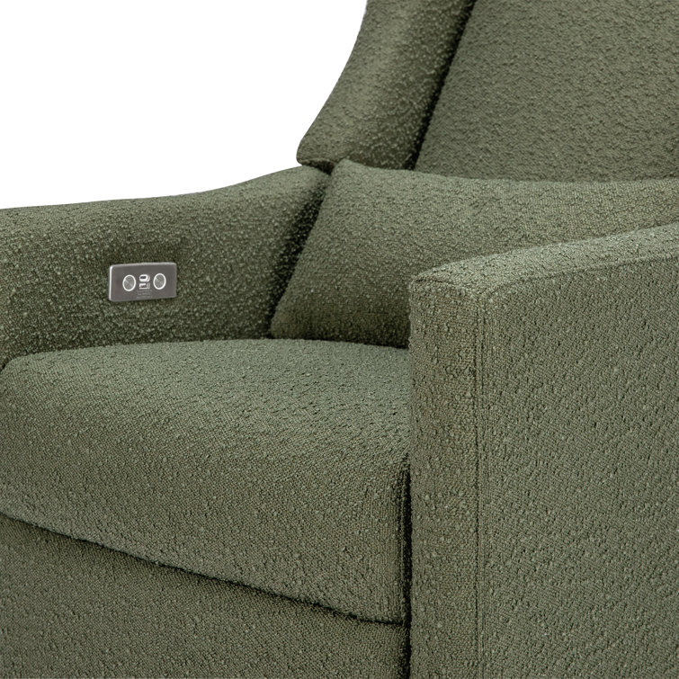 Eco-Friendly Olive Boucle Swivel Recliner with USB Port