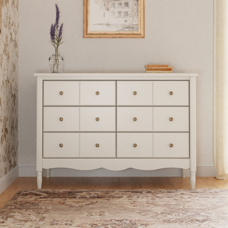 Warm White Double Dresser with Apothecary Style Drawer Fronts