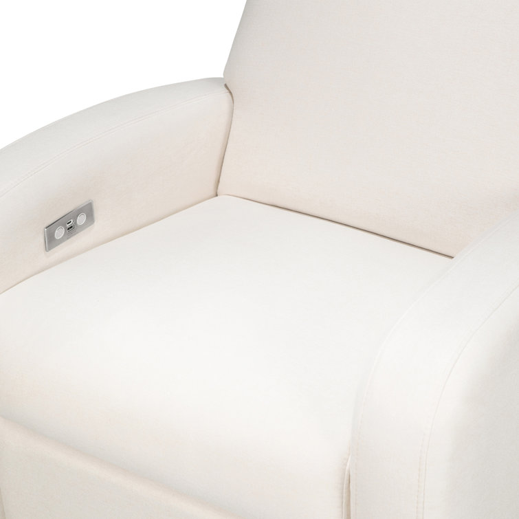 Serenity Swivel Recliner in Cream Eco-Weave with Light Wood Base