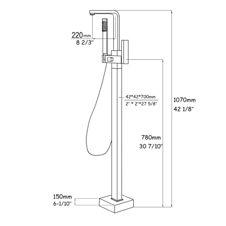Brushed Brass Freestanding Tub Faucet with Hand Shower
