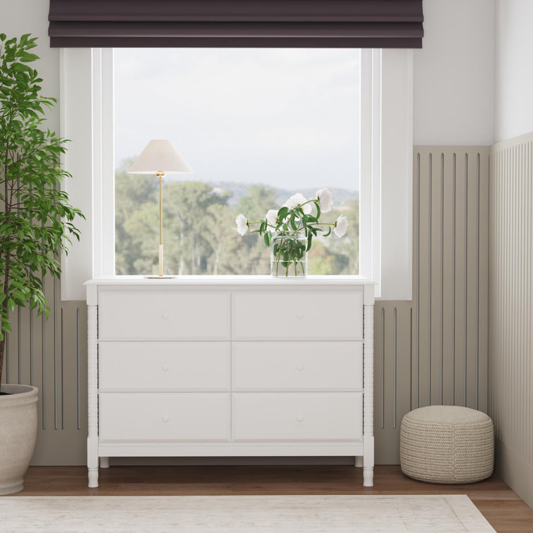 White Spindle 6-Drawer Nursery Dresser