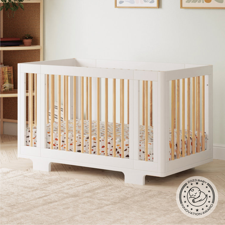Yuzu White and Natural 8-in-1 Convertible Crib with All-Stages Conversion Kits