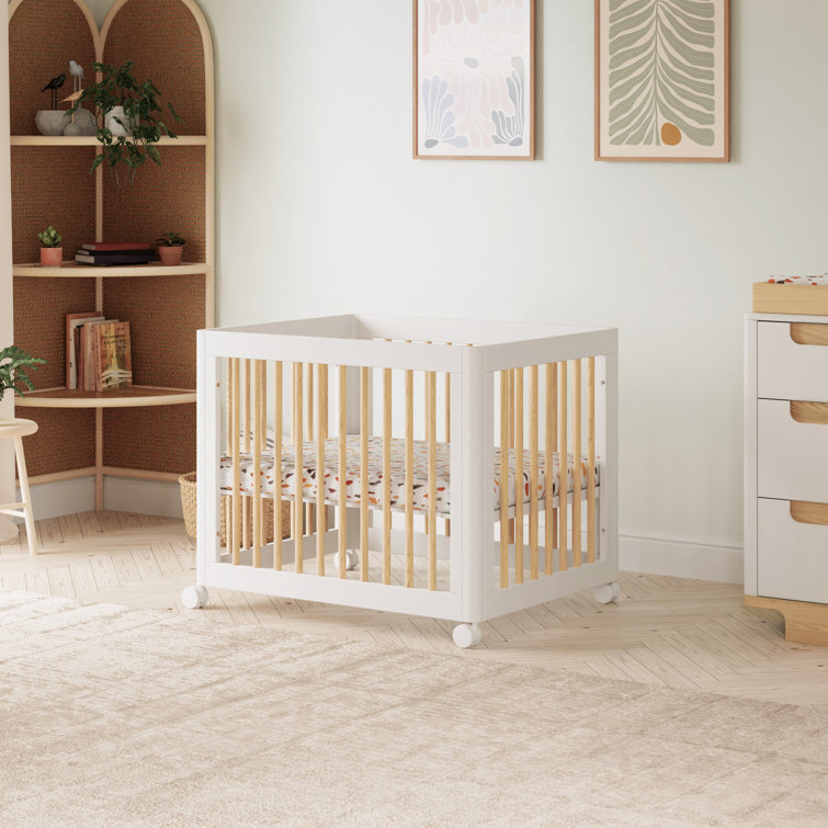 Yuzu White and Natural 8-in-1 Convertible Crib with All-Stages Conversion Kits