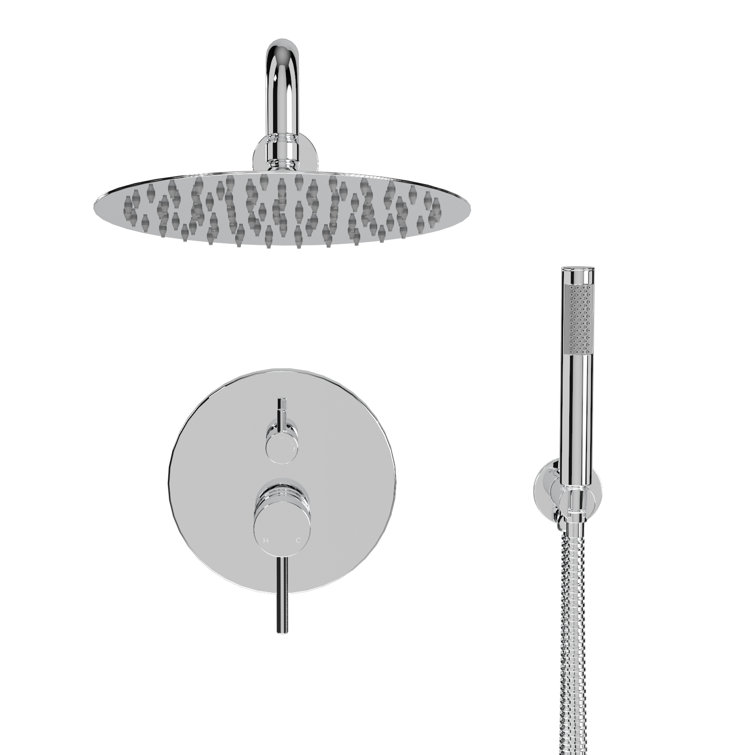 Chrome Dual Shower Head System with Handheld and Rain Shower