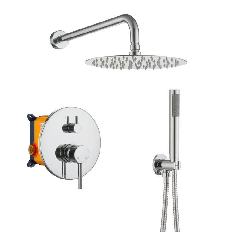 Chrome Dual Shower Head System with Handheld and Rain Shower