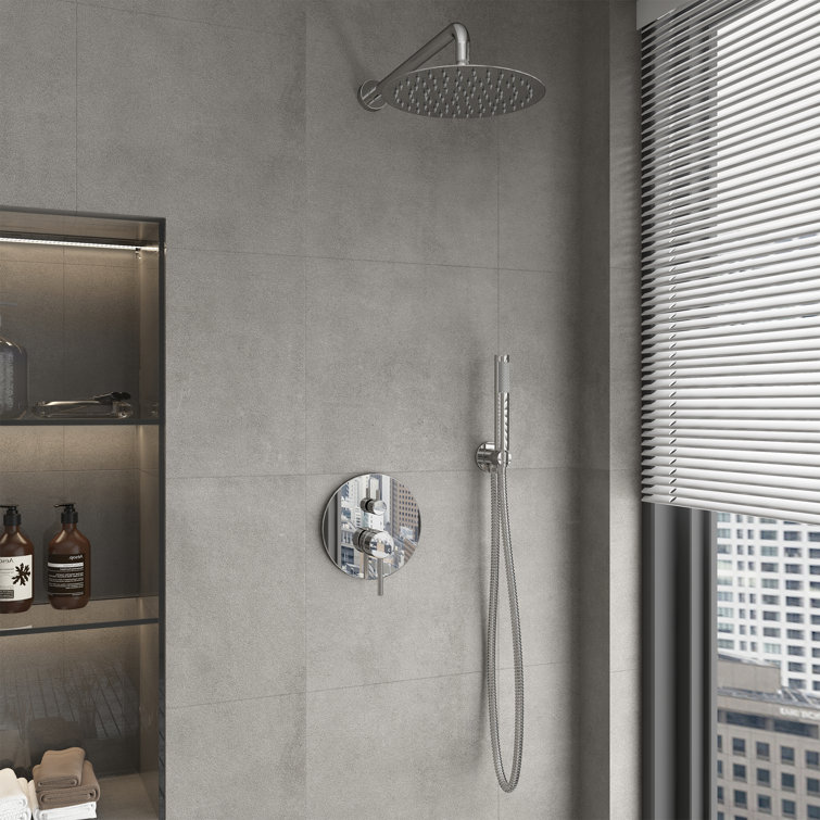 Chrome Dual Shower Head System with Handheld and Rain Shower