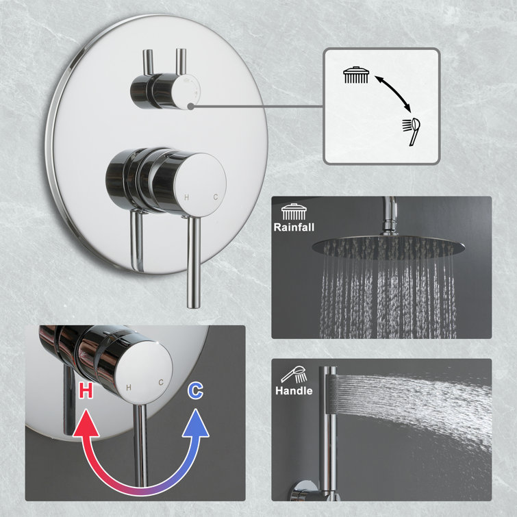 Chrome Dual Shower Head System with Handheld and Rain Shower