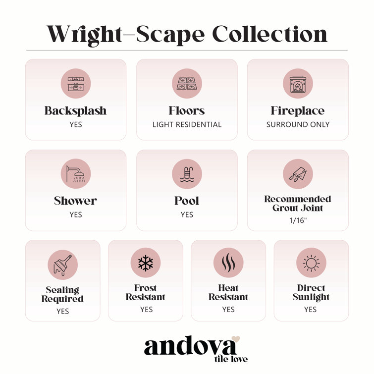 Wright-Scape Straight Edge Glass & Slate Brick Joint Mosaic Kitchen Backsplash, Bathroom, Shower, Pool, Wall and Floor Tile