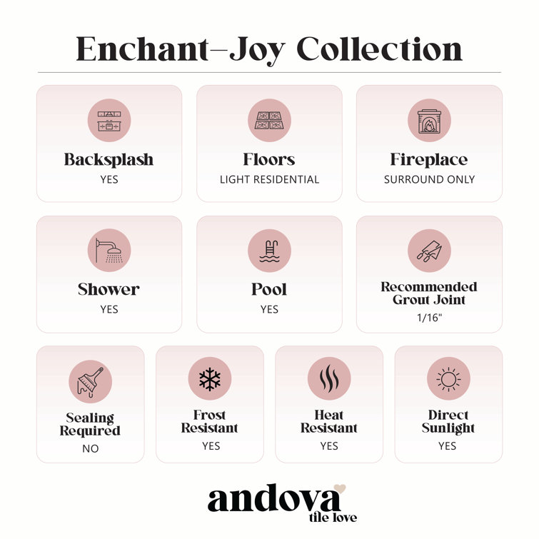 Enchant-Joy 3" x 6" White Polished Glass Subway Tile