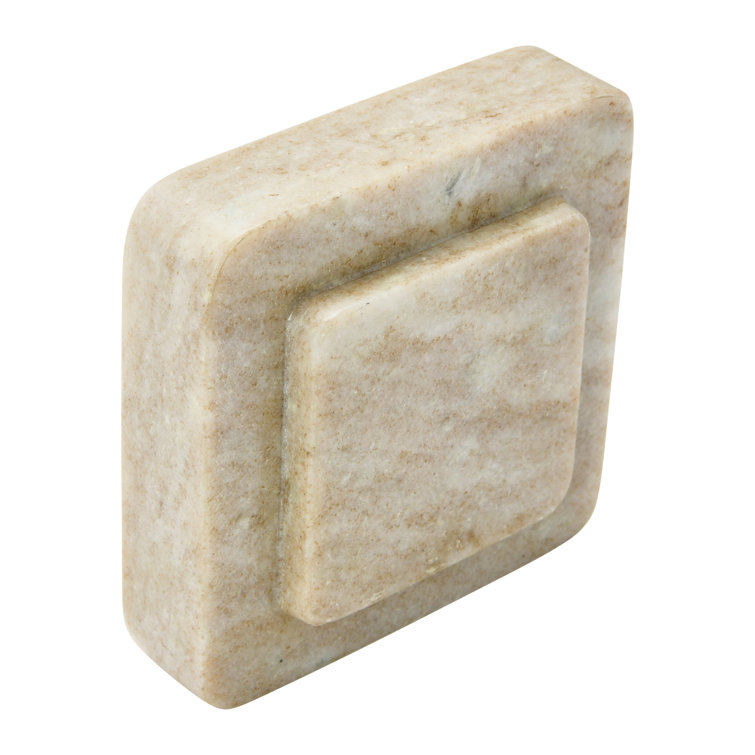 Beige Marble Square Bookends with Natural Finish, Set of 2