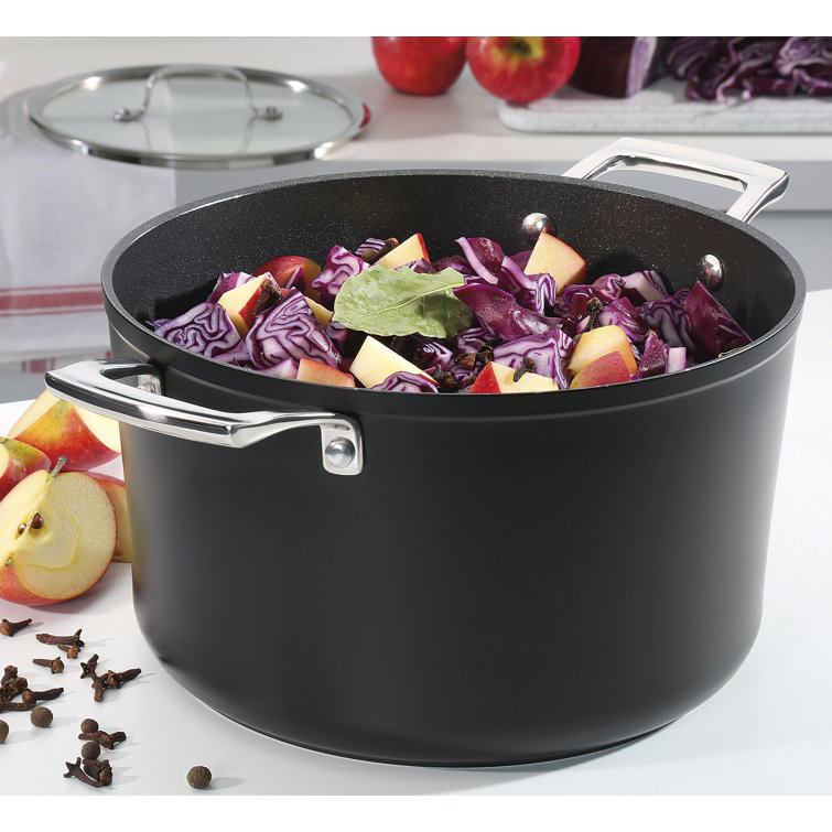 Eco-Friendly Black Aluminum Stockpot with Lid