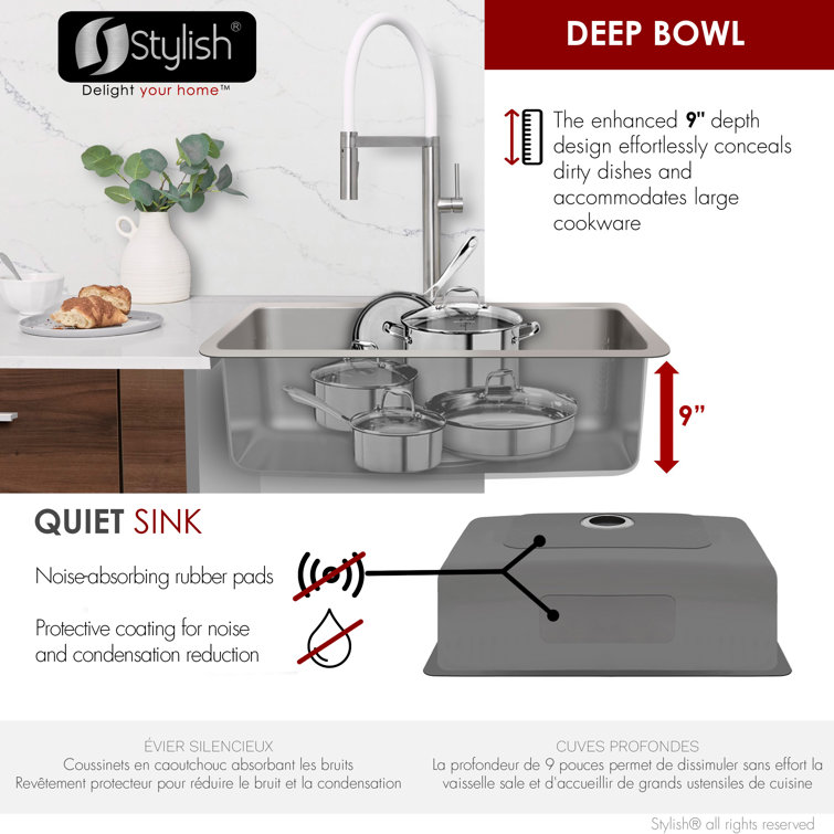 Stylish 30" Stainless Steel Single Bowl Drop-In Kitchen Sink with Grid