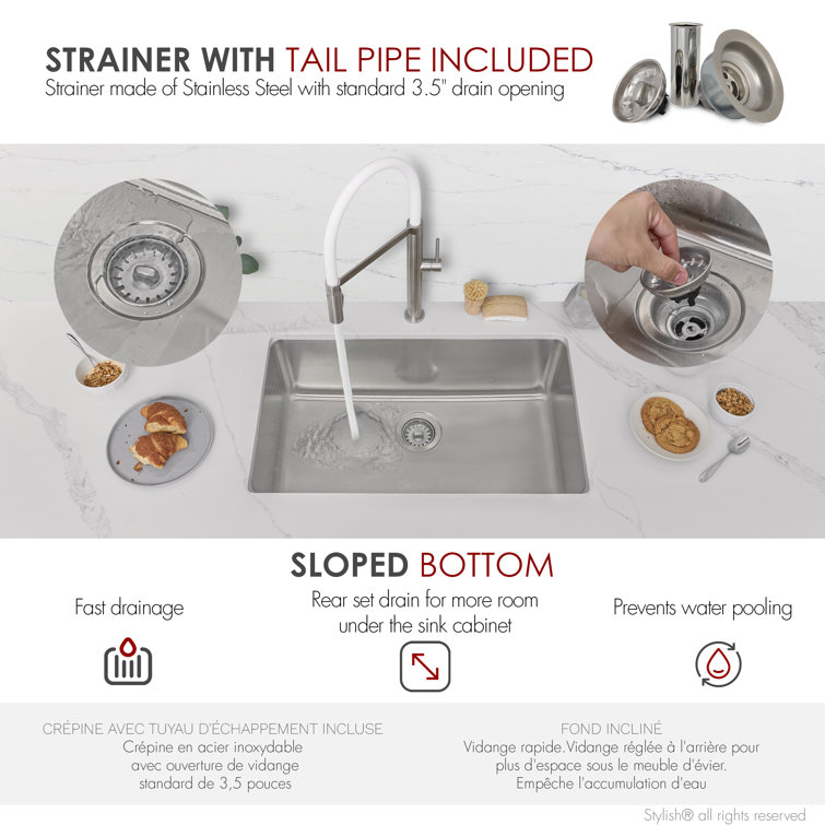 Stylish 30" Stainless Steel Single Bowl Drop-In Kitchen Sink with Grid