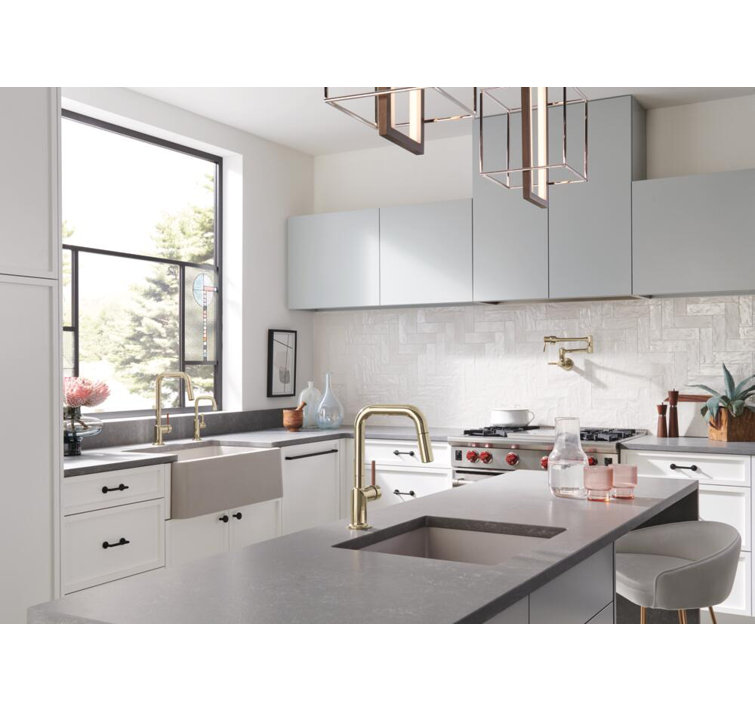 Modern Polished Stainless Steel Kitchen Faucet with 360° Swivel