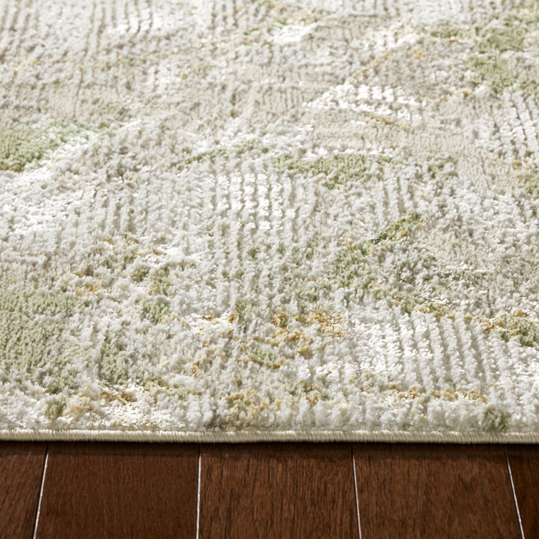 Sage Green Marble Metallic High-Low Area Rug 5'2" x 7'2"