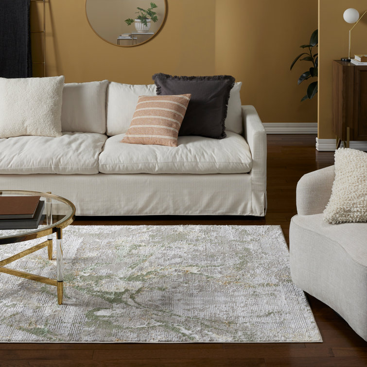 Sage Green Marble Metallic High-Low Area Rug 5'2" x 7'2"