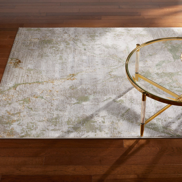 Sage Green Marble Metallic High-Low Area Rug 5'2" x 7'2"