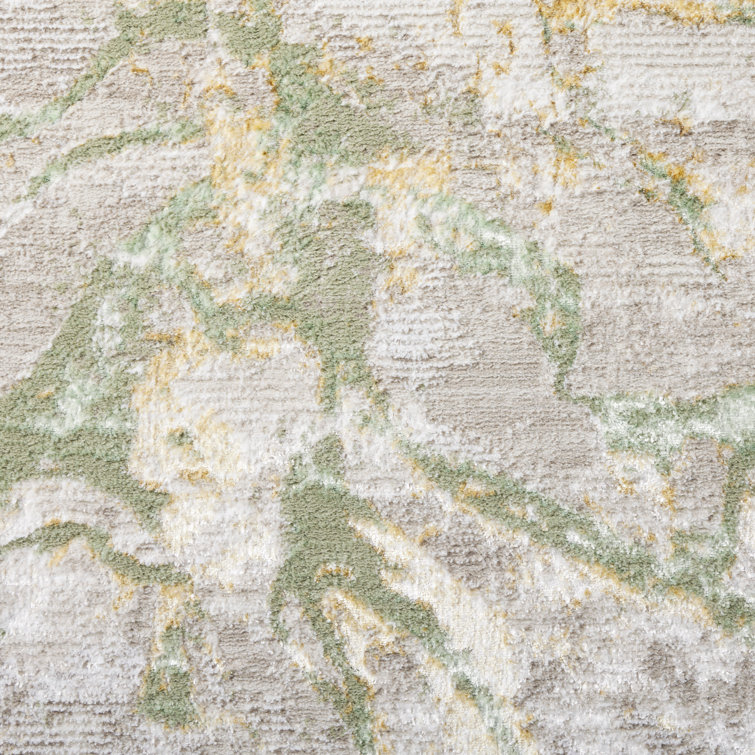 Sage Green Marble Metallic High-Low Area Rug 5'2" x 7'2"