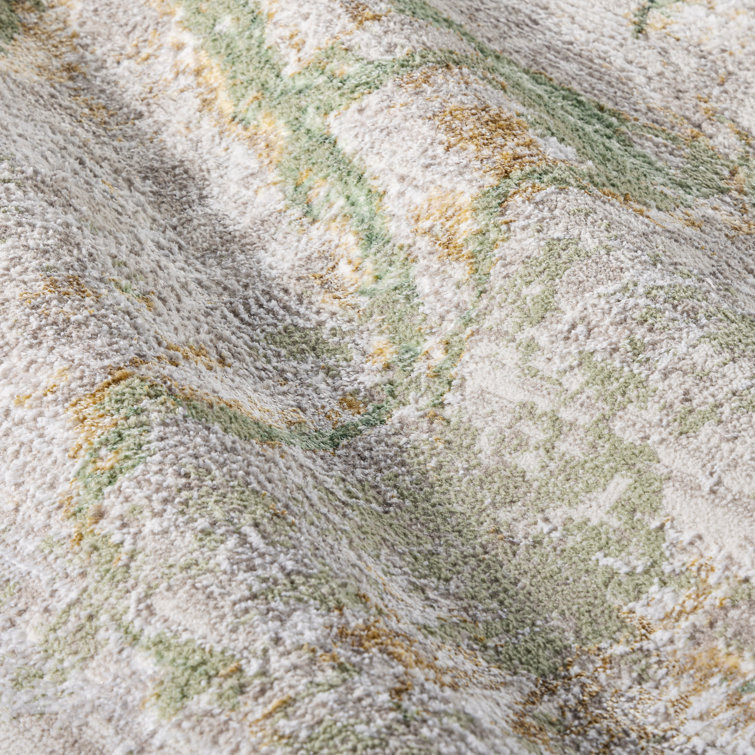Sage Green Marble Metallic High-Low Area Rug 5'2" x 7'2"