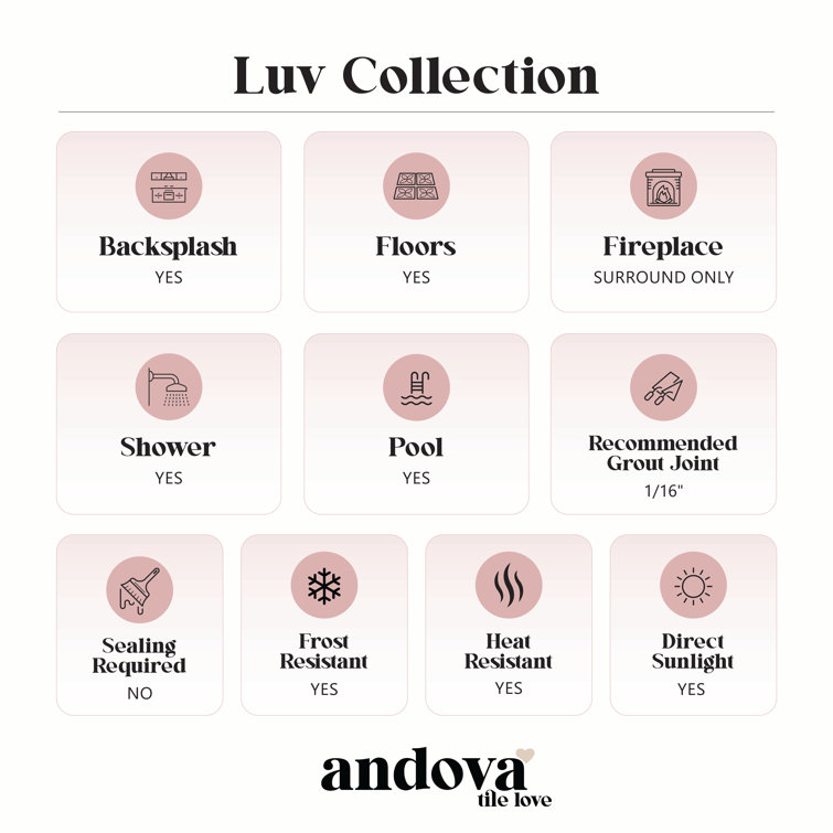 Luv Ahava 8" Gray and White Geometric Porcelain Tile