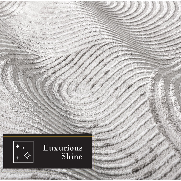 Maya Gray High-Low Texture Synthetic Area Rug 5'2" x 7'2"