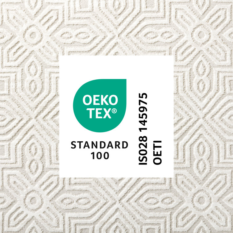 Ivory Medallion High-Low Texture Synthetic Area Rug
