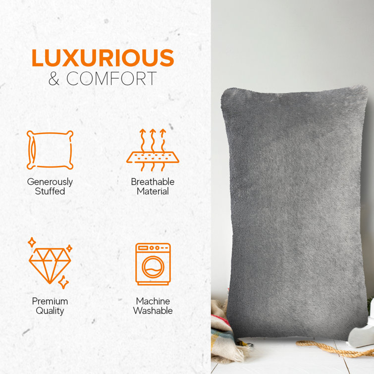 Gray Arctic Velvet and Microfleece Throw Pillow Set