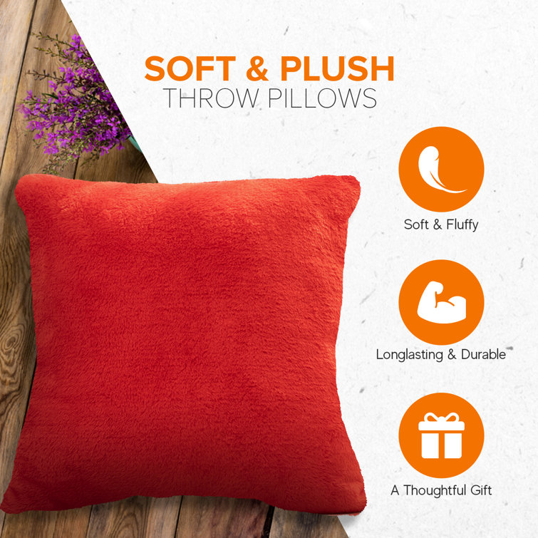 Red Arctic Velvet Square Throw Pillow Set, 18"