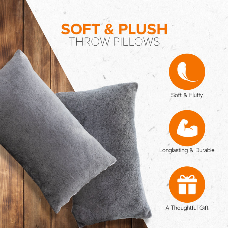 Gray Arctic Velvet and Microfleece Throw Pillow Set