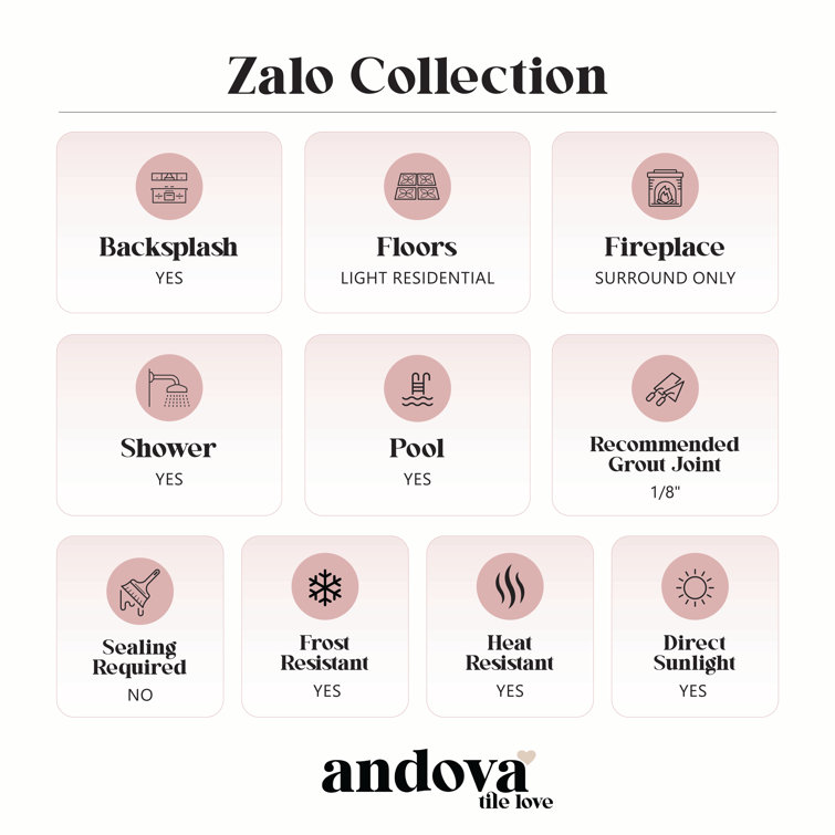 Zalo 1'' x 2'' Haven Glass Brick Joint Mosaic Tile