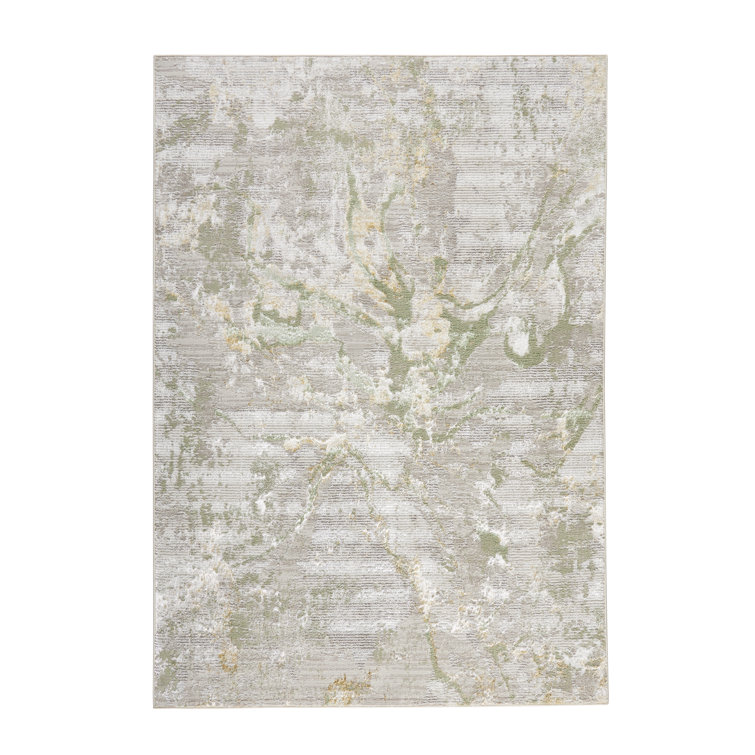 Sage Green Marble Metallic High-Low Area Rug 5'2" x 7'2"