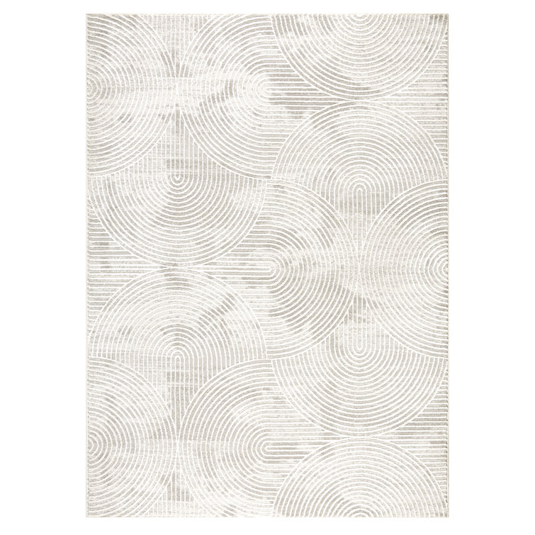 Maya Ivory and Greige Synthetic Rectangular Area Rug