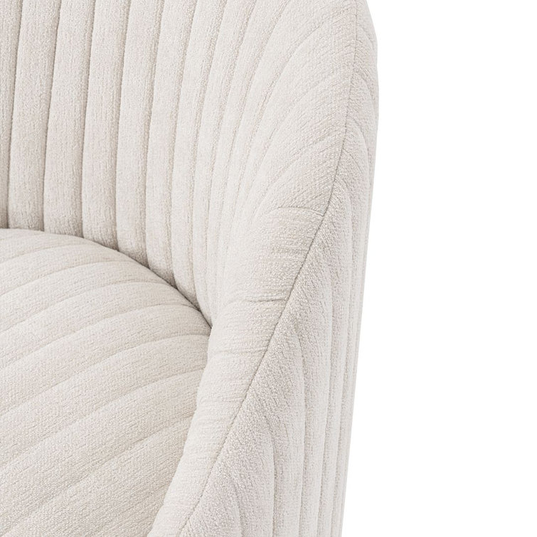 Cream Boucle Swivel Barrel Chairs with Gold Base, Set of 2