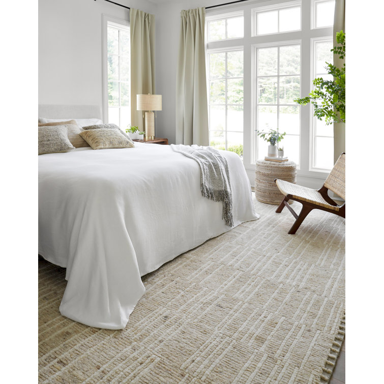 Davey Hand-Knotted Black and White Wool Striped Rug 2' x 3'